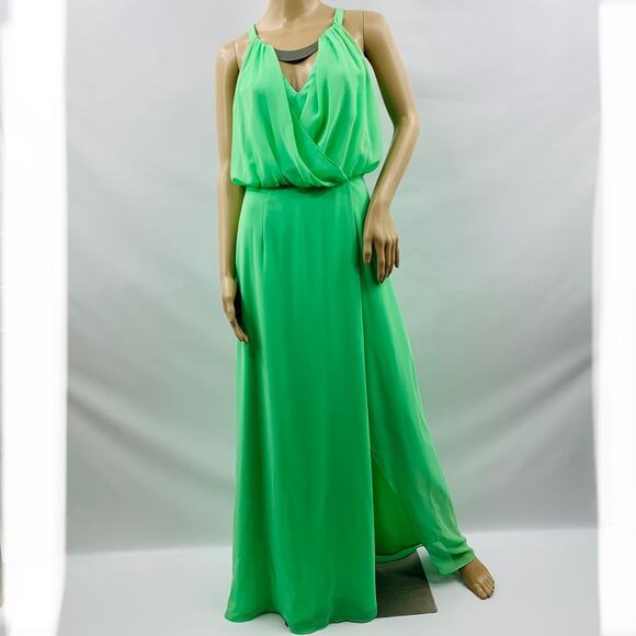 Vince Camuto | Dresses | Vince Camuto Lime Green Faux Wrap Maxi Dress |  Poshmark